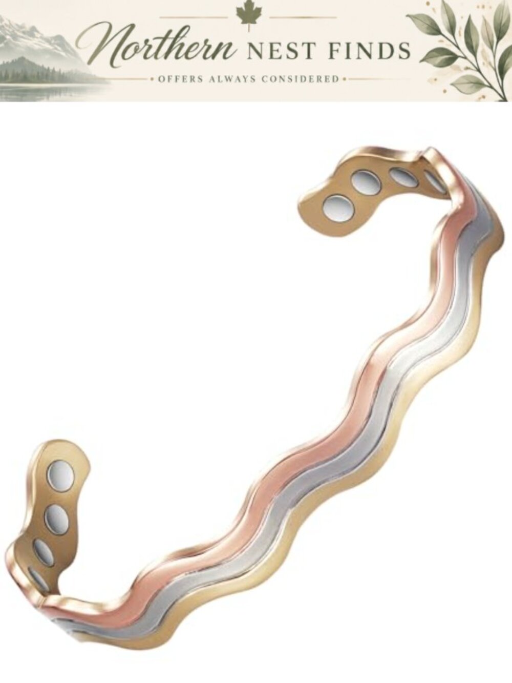 Pure Copper Magnetic Therapy Bracelet Adjustable 3500 Gauss